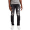 Slim Fit Men's Ripped Jeans Skinny Paint Splash-ink Straight Pants